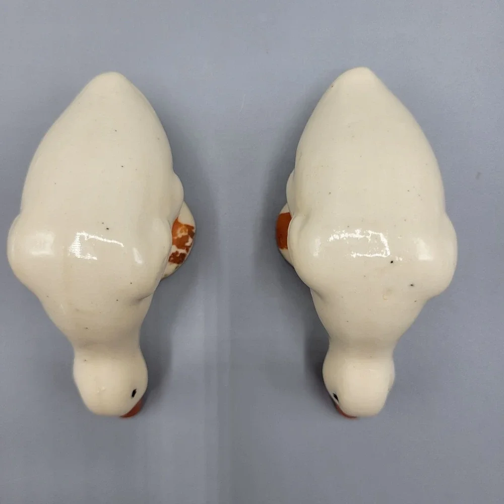 Pair Of Vintage Ceramic Duck Figurines With Orange Beaks & Feet 2